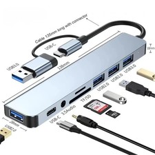 8-in-1 USB-C Hub Adapter Multi-Port Splitter for Laptop, MacBook PC