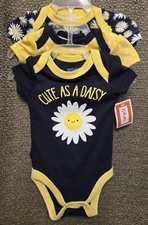 Kidgets Newborn 3 Pk "Cute As A Daisy" Bodysuits NWT