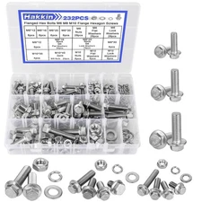 232-Piece Flange Bolt and Nut Set M6 M8 M10 Metric Flange Bolt Assortment