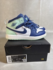 1 Youth Jordan One Mid Mystic Navy Mint Foam White Blue Marine Mystic Shoe
