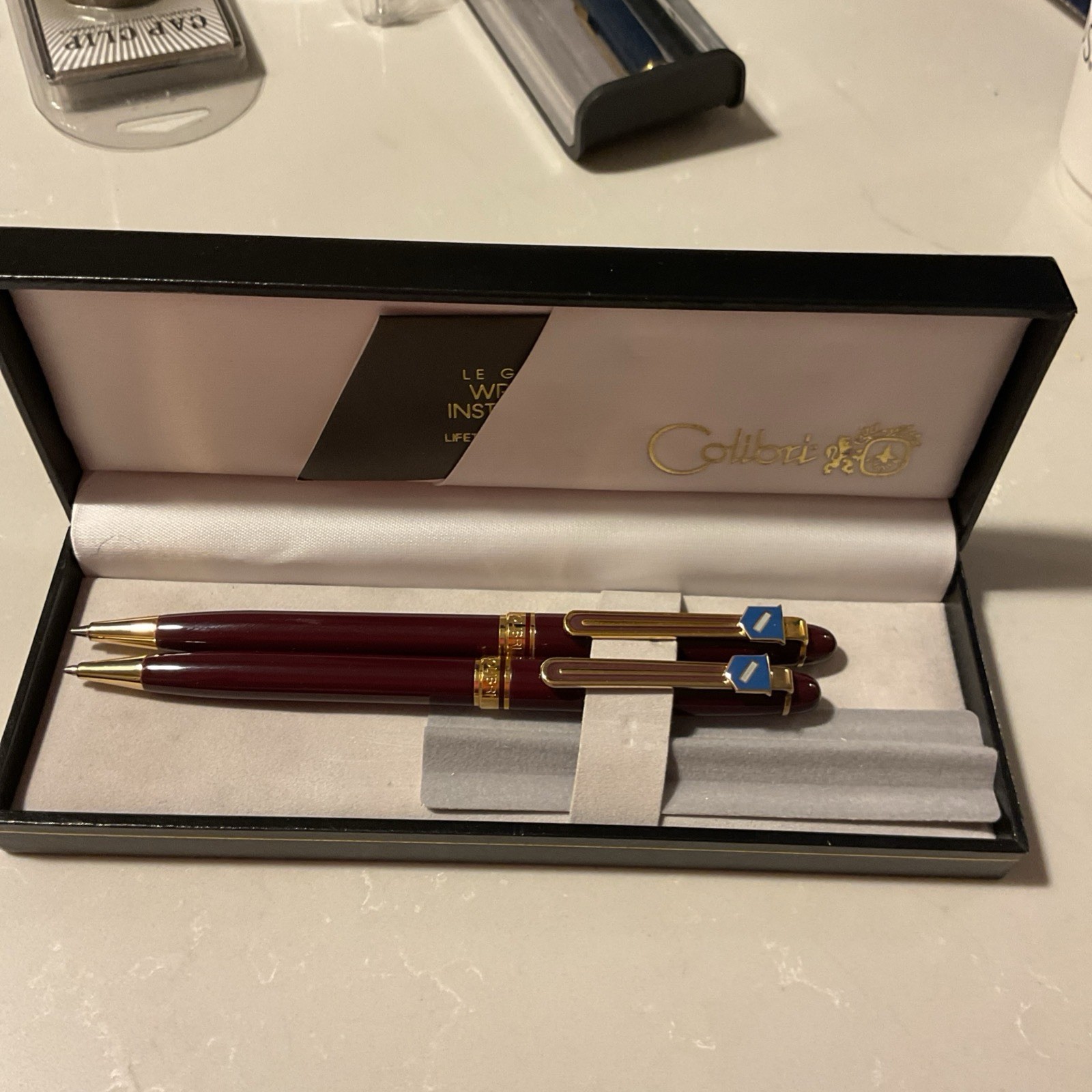 Colibri Le Grand Writing Instrument Pen & Pencil Set Maroon/gold