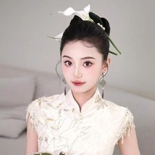Artificial Calla Lily Flower Hair Clip Chinese Bridal Wedding Photo Accessory