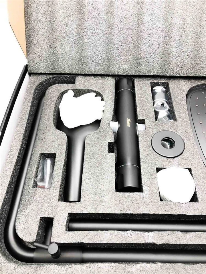 Duschsystem Schwarz Thermostat Duschset Regendusche mit Überkopfbrause und 3 - Bild 3 von 4