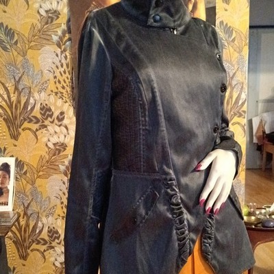 NÜ Denmark Biker Jacke schwarz M halblang Wachs Knöpfe Reißverschluss NP ü. 199 