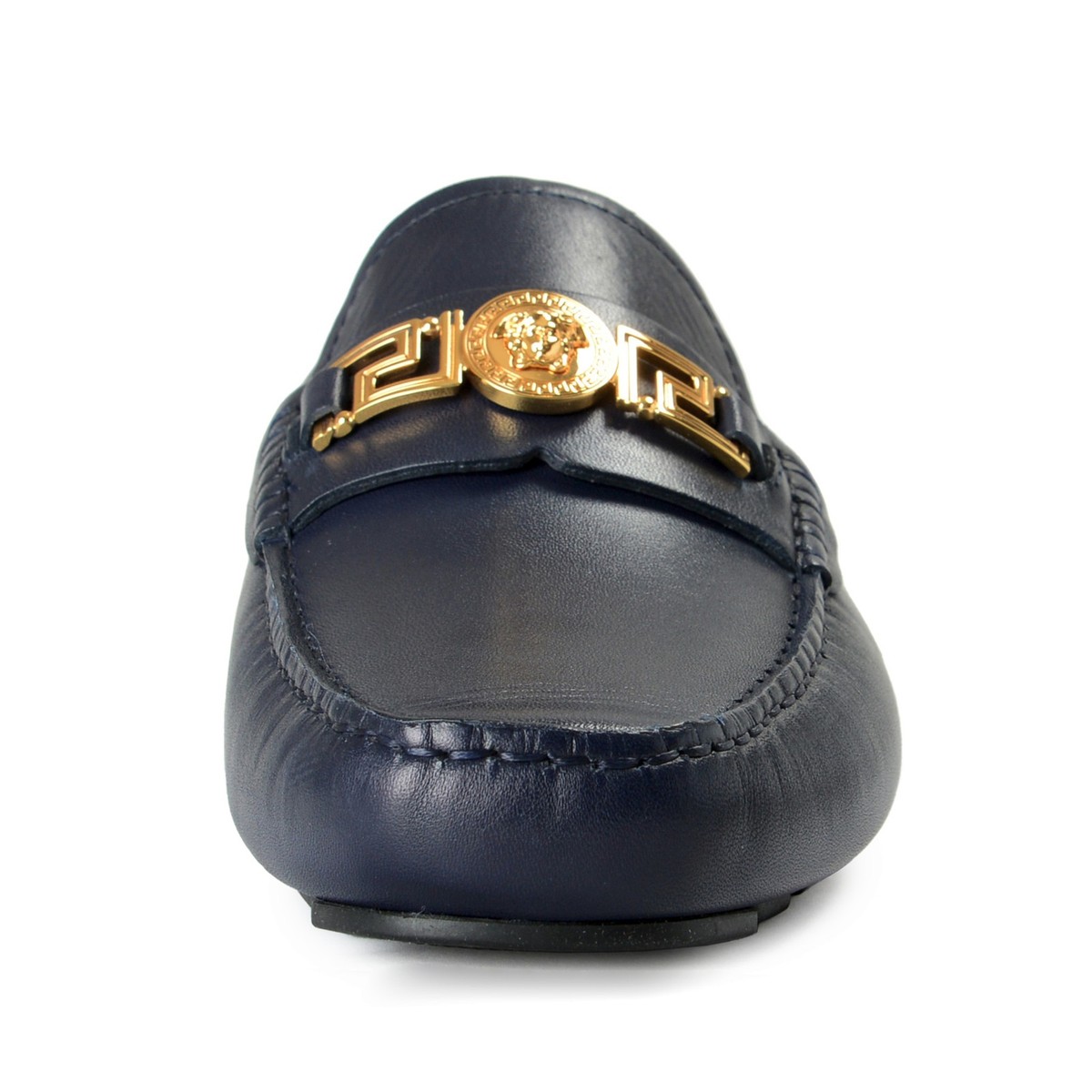 Versace Royal Blue Croc-Embossed Leather Slip-On Loafers with Gold Medallion Versace Men main image 2