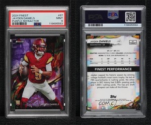 2024 Finest Common Purple Refractor /250 Jayden Daniels #67 PSA 9 MINT Rookie RC