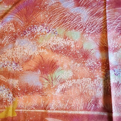 Japanese Birds and Grass Print Quilt Fabric 34x38'' Watex Toyobo F0059