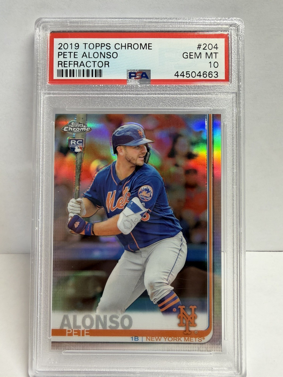 2019 Topps Chrome Pete Alonso Refractor Rookie Card #204 PSA 10