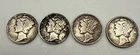 Lot of 4 Mercury Dimes 90% Silver 1934 1935 1943 1945 Circulated US Coins