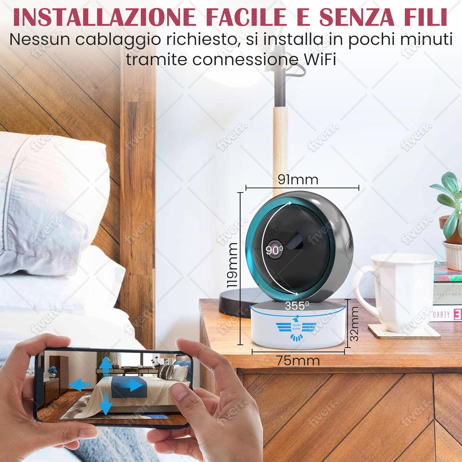 Telecamera Wifi Interno Senza Fili: Sicurezza Casa e Visione Notturna - 2
