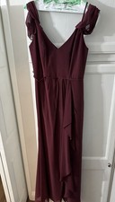 David's Bridal Women's Burgundy Wine Long Sleeveless Dress Size 2
