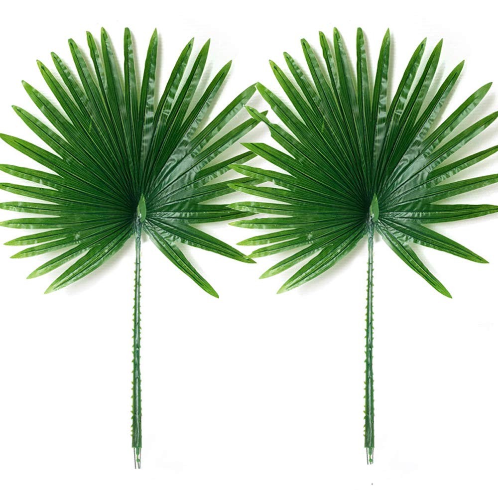 2Pack Artificial Flower Faux Leaves Artificial Palm Leaf Branches Plants Gree...