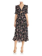 JILL JILL STUART Womens Black Short Sleeve Below The Knee Fit + Flare Dress 2