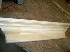 SOLID PINE 42 INCH WALL SHELF / MANTEL WITH CROWN MOLD WRAP, HANGING HARDWARE