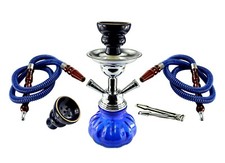 Budawi® - Shisha klein 2 Schlauch H:25cm in blau inkl. Kohlenzange Mini-Shisha 