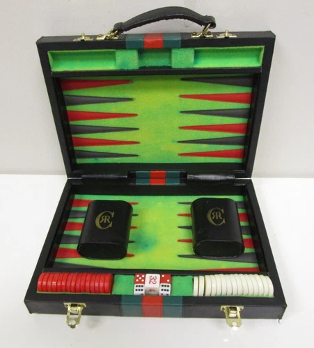 Vintage Johnny Carson Travel Backgammon Set Complete in Carry Case