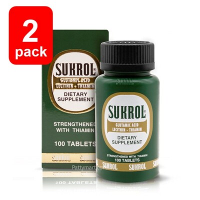 Sukrol Dietary Supplement Strengthened with Thiamin 100 Tabs 2 PACK