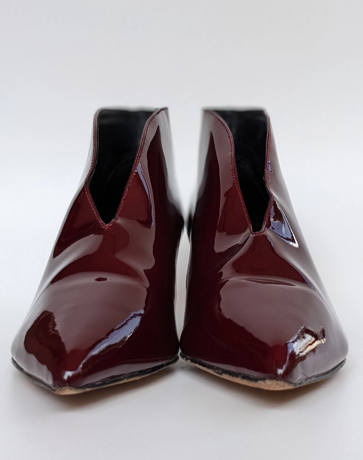 CELINE Paris décolleté donna scollo a V rosso pelle lucida taglia 36 EU 6 US