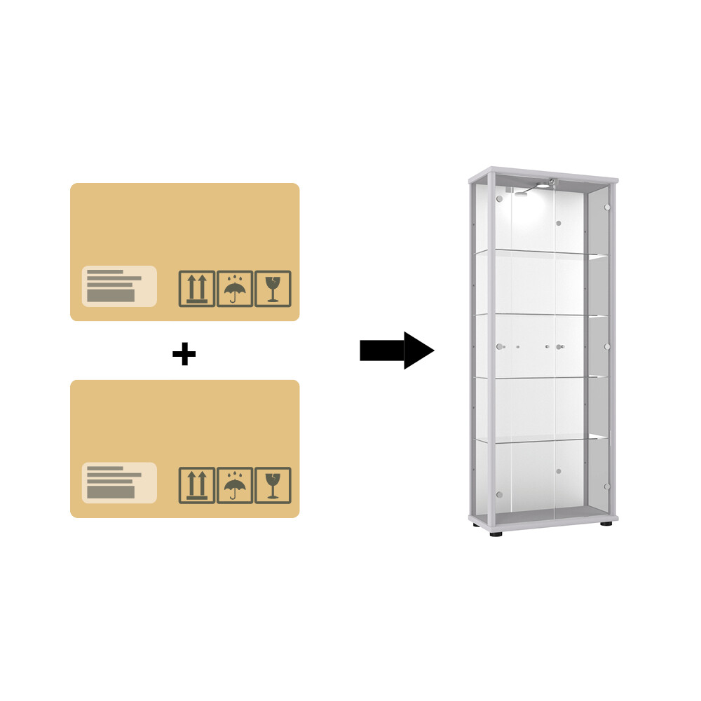 K-Möbel Vitrina De Cristal En Blanco (176x37x33 Cm) Con Espejo, LED Y - Foto 2