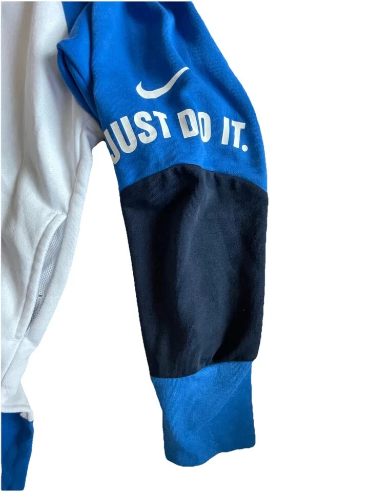 Camiseta deportiva Nike Dri-FIT para mujer 1/4 cremallera talla grande blanca azul cuello falso Y2K Foto 3 de 4