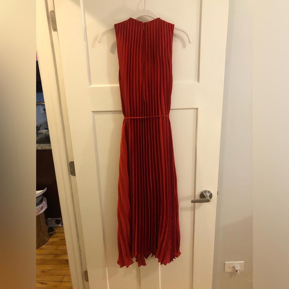 Vince red belted sleeveless pleated dress size XS - image 5