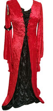 Fun World M 8-10 Black Red Gothic Vampiress Medieval Vampire Goth Costume Dress