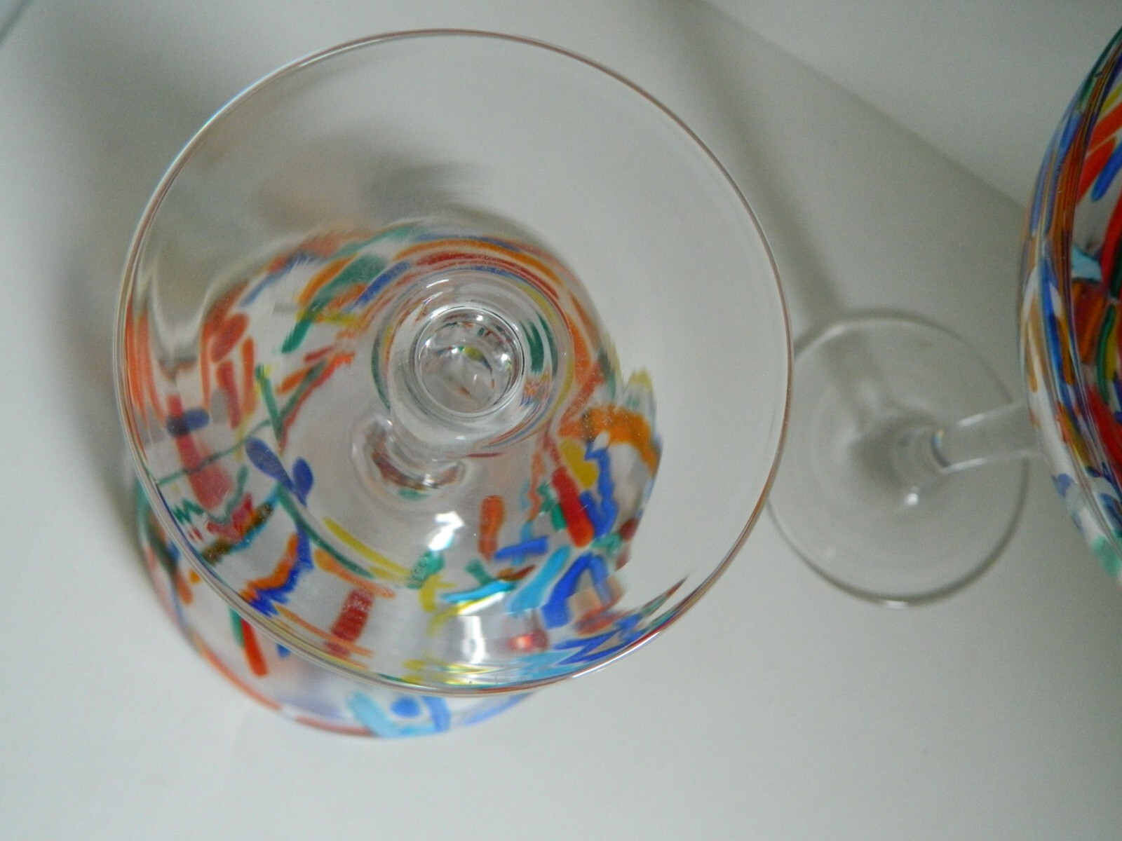 Set Of 2 Pier 1 Confetti Hand Blown Margarita Glasses eBay