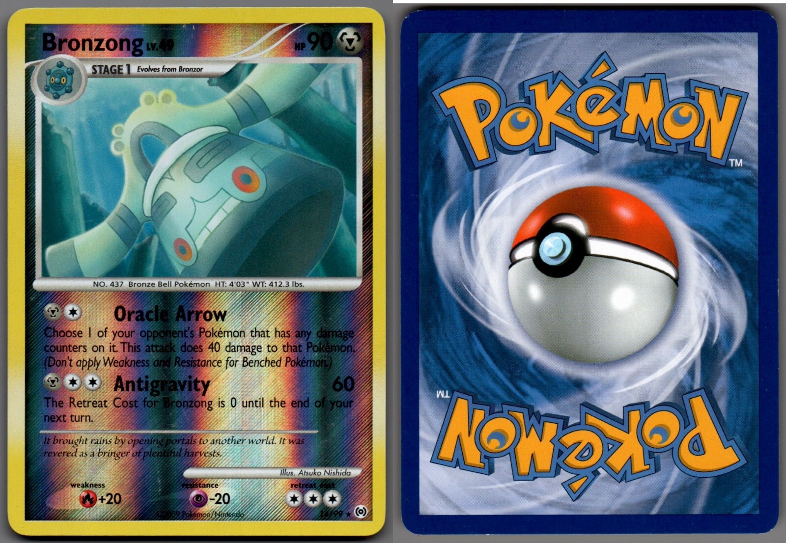 2009 Pokemon, Platinum Arceus, #14/99 Bronzong Lv. 49, Reverse Holo Rare