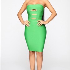 In the Cut Bandage Tube Mini Dress Green Fashion Nova Size XL Stretch Cut out