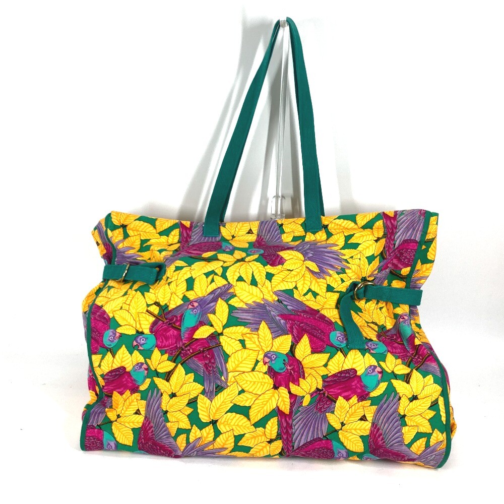 HERMES vintage Bird pattern Tote Bag Shoulder Bag Canvas HERMES vintage Bird pattern Tote Bag Shoulder Bag Canvas