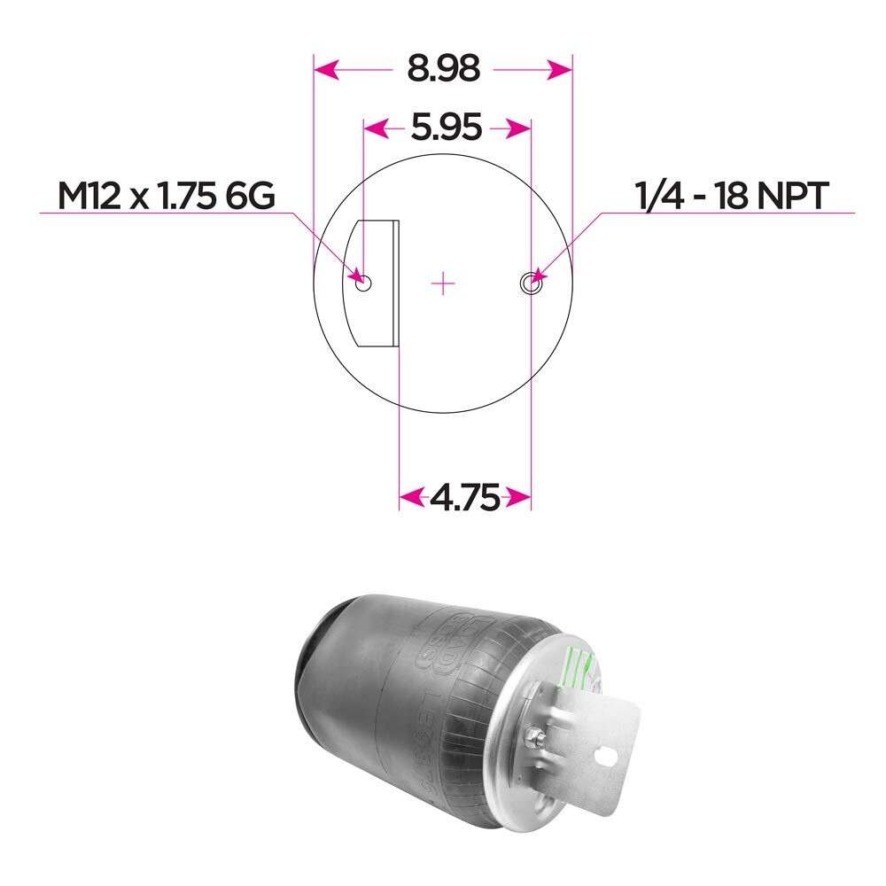 Load Boss 9875 Air Spring, Replaces Navistar 3541731C1 & Firestone 