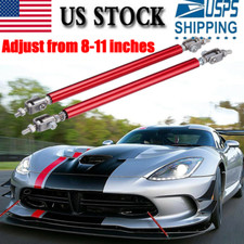 2x Red Adjustable Front Bumper Lip Splitter Spoiler Strut Rod Tie Support Bar