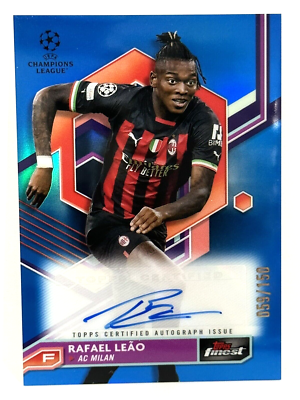 2022-23 Topps Finest UCL AC Milan Rafael Leao Autograph Blue