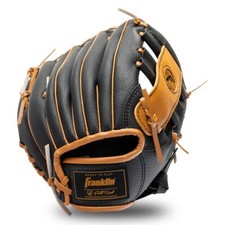 Franklin Sports 8.5 In. Performance Tee ball Glove, Black/Tan, Right Hand Throw
