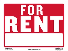 BAZIC for Rent Sign 9"X12", for Rent Rental House Home Apartment Car Auto Store 