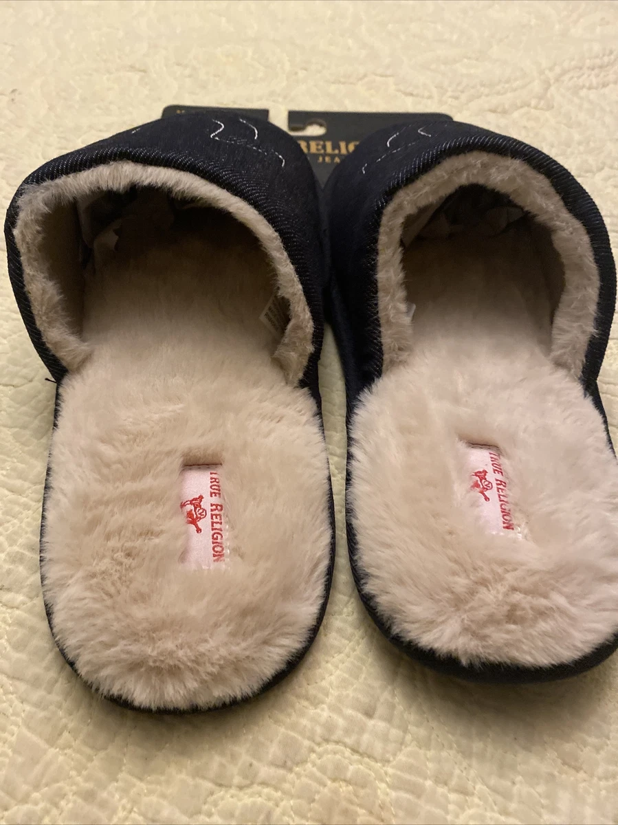 New Mens True Religion Designer House Shoes Slides Black Size XL | eBay