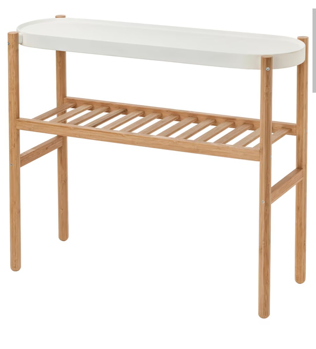 Piedistallo per piante, bambù/bianco, Scaffale Per Piante 70 cm