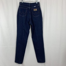 Vintage Wrangler High Waisted Tapered Mom Jeans Dark Blue Wash 11/12 X36