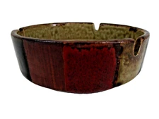 Vintage Ceramic Round Ashtray Multi-colored