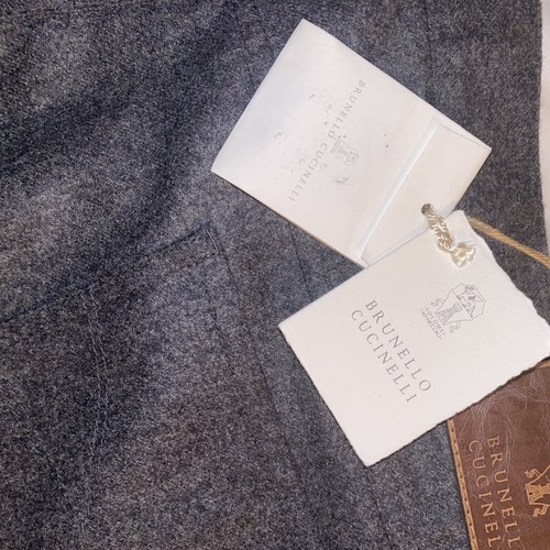 NEW Brunello Cucinelli Pants Mens Size 38 56 Gray Button Fly Wool Flannel - Picture 12 of 15