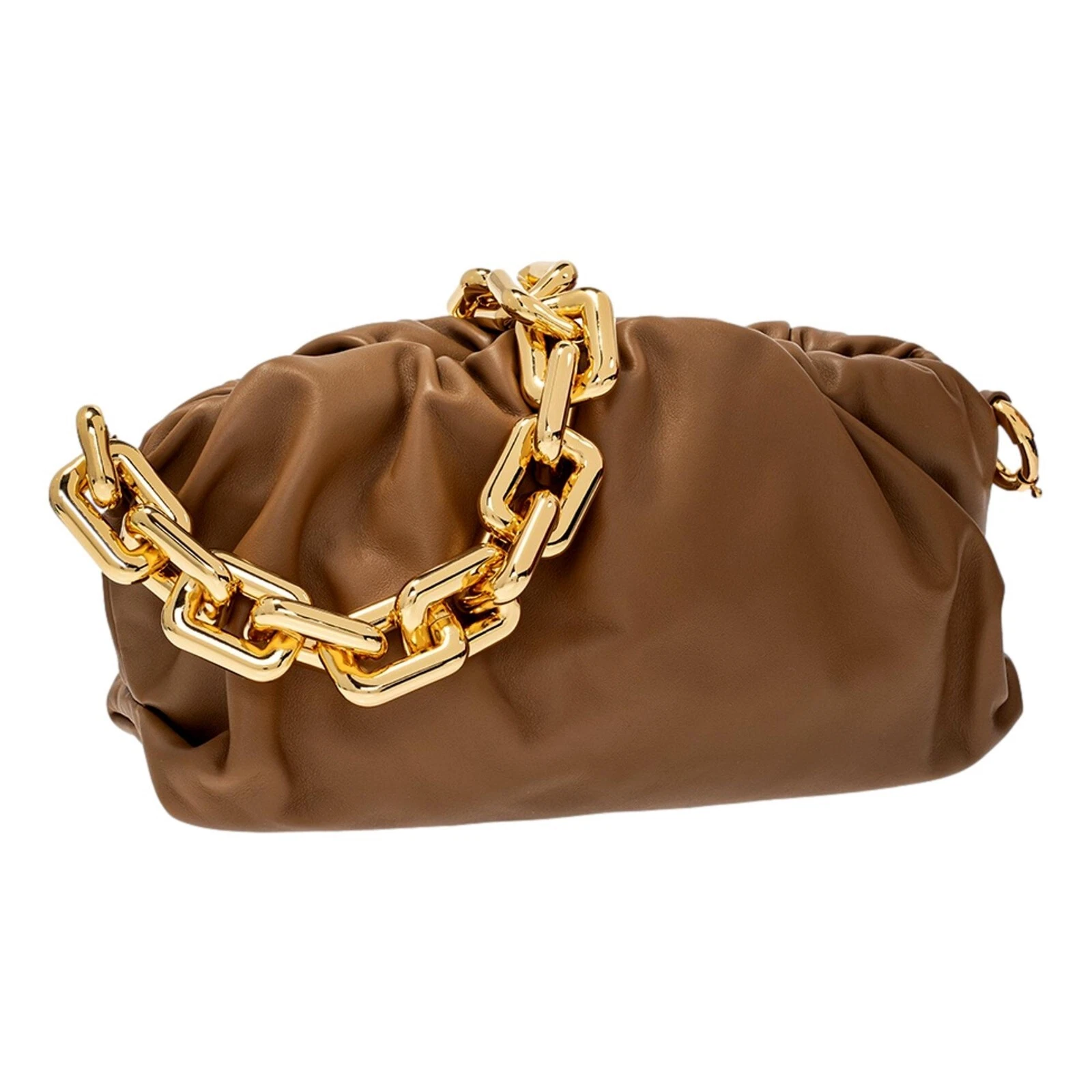 Borsa a tracolla Bottega Veneta The Chain Pouch in pelle di vitello marrone nuova
