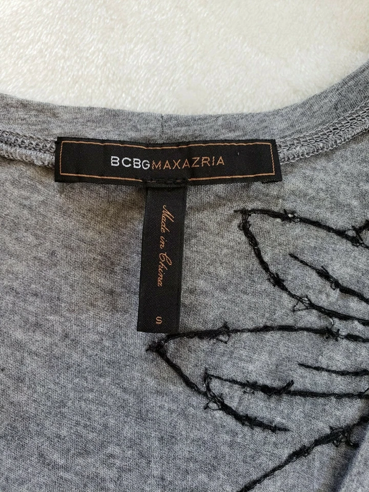 Camiseta BCBG Maxazria Mujer S Cuentas Adornada Cuello en V Ajuste Relajado Lentejuelas Foto 3 de 4