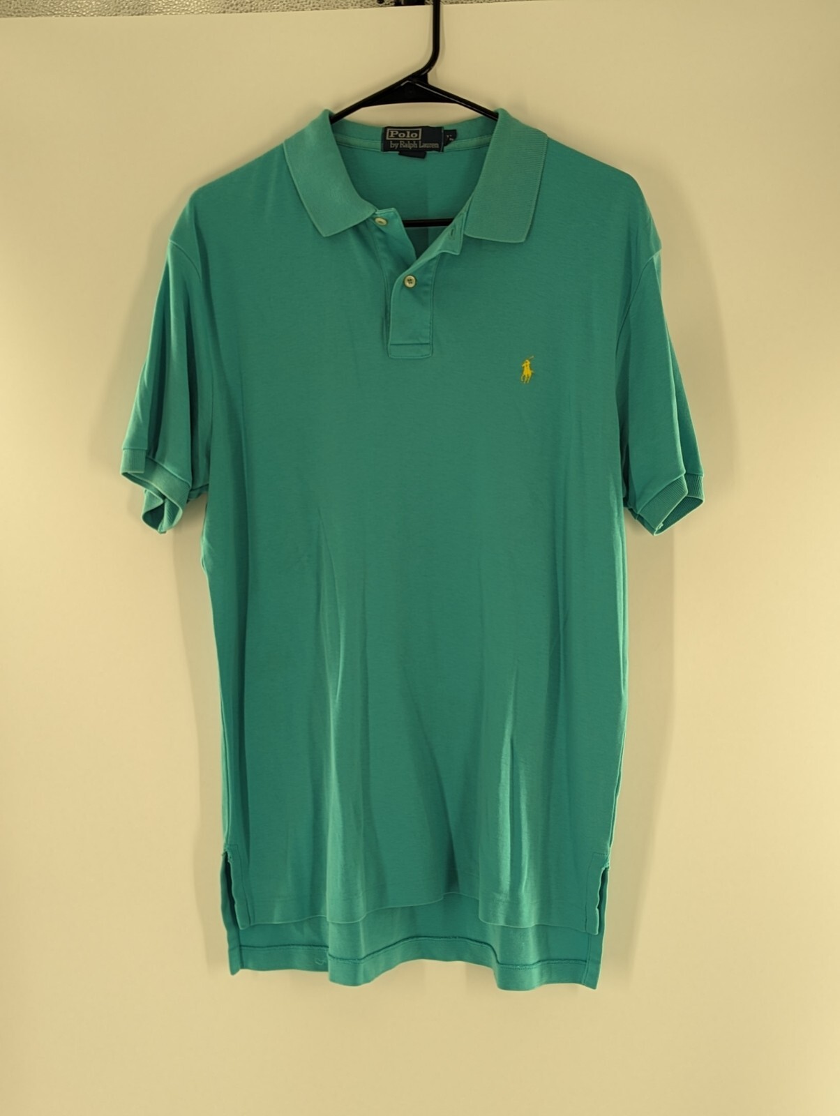 Polo Ralph Lauren verde camicia interlock giallo pony media manica corta polo