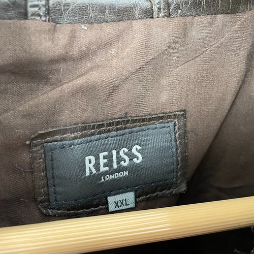 Vintage Reiss Brown Leather Jacket Mens Size UK XXL Brown Genuine Leather - Picture 4 of 8