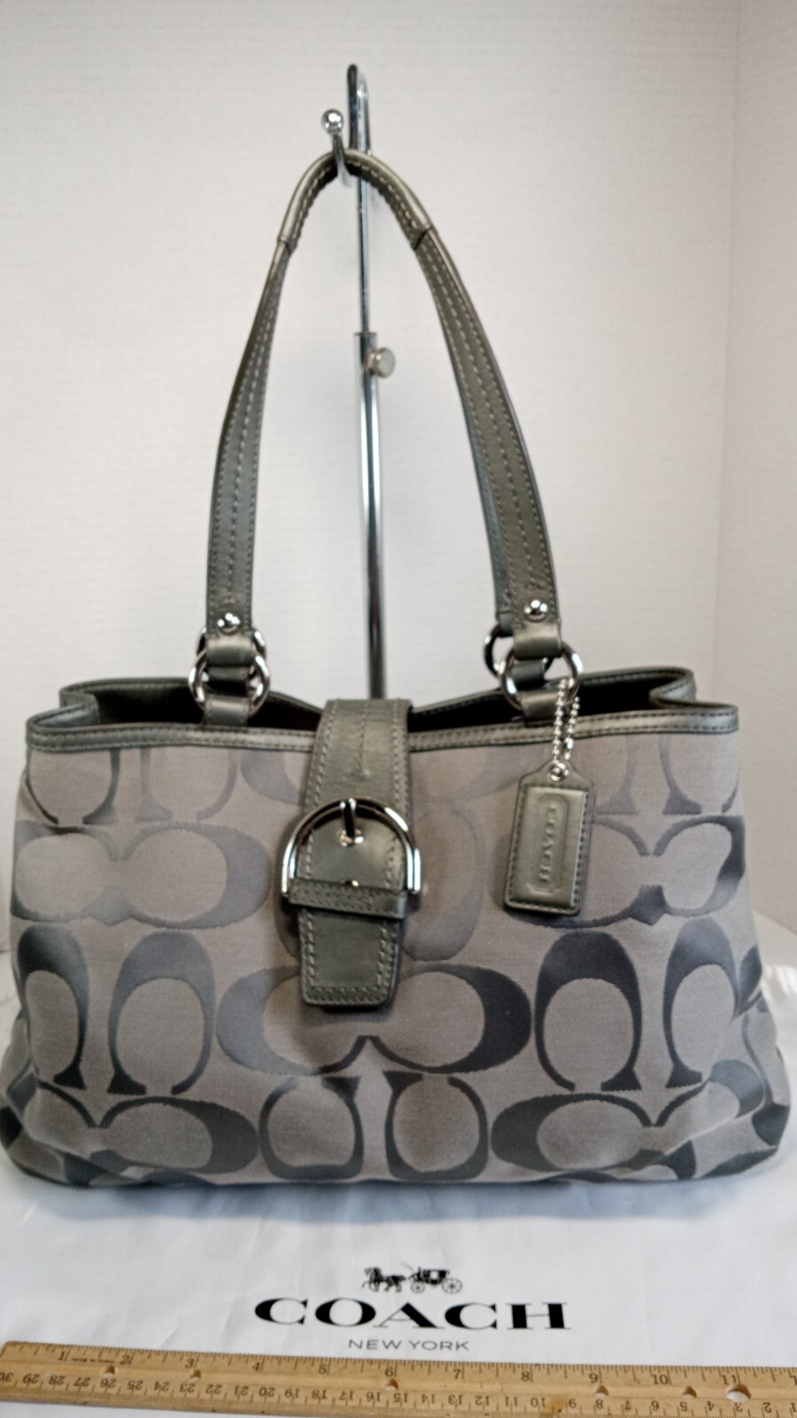 Coach Soho Medium Gray Carryall Handbag Signature Can… Gem