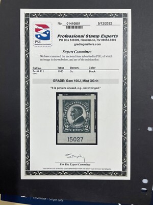 MOMEN: US STAMPS #611 MINT OG NH PSE GRADED CERT GEM-100J LOT
