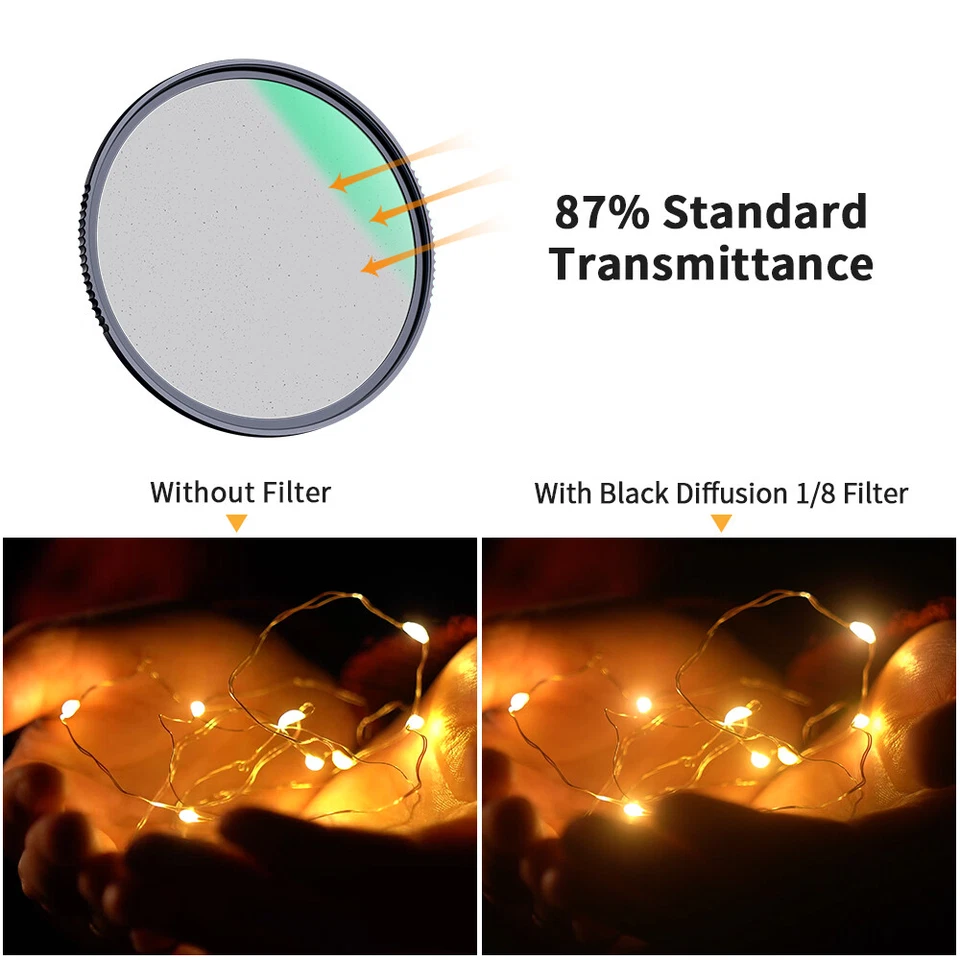 K&F Concept Black-Mist Filter 1/8 Special Effects Ultra-Clear 52/55/67/72/77mm - Image 2 of 4