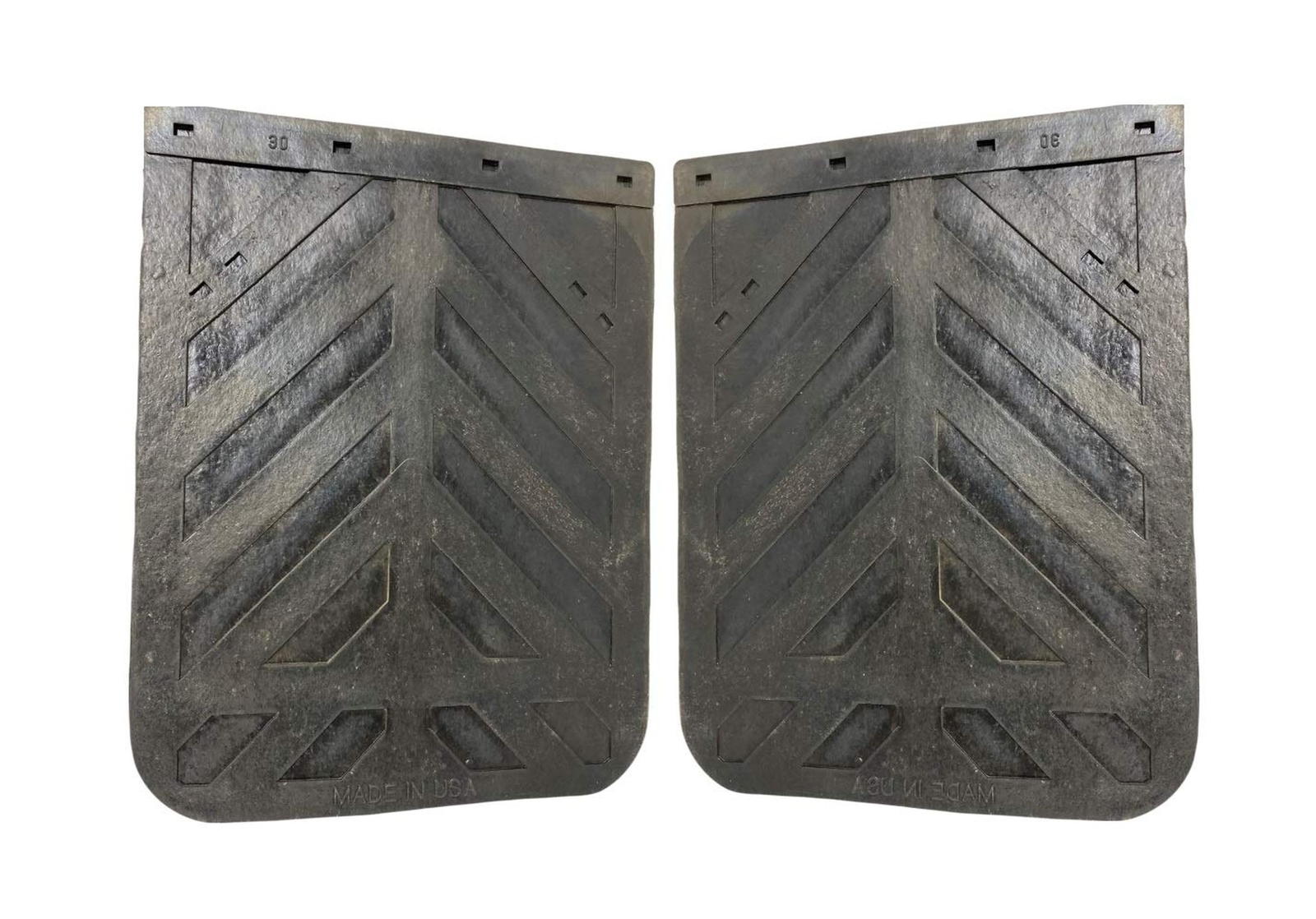 Black Semi Truck Trailer Mud Flaps 24x30 Heavy Duty Rubber Chevron Design-image