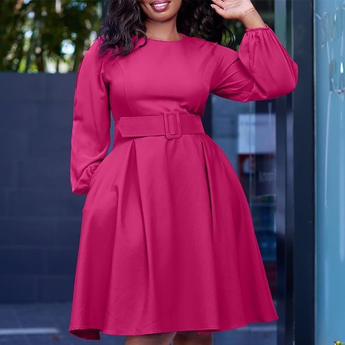 Women's Plus Size Stretchy Dress Casuel Wedding Guest Midi Dresses A-Line Dress