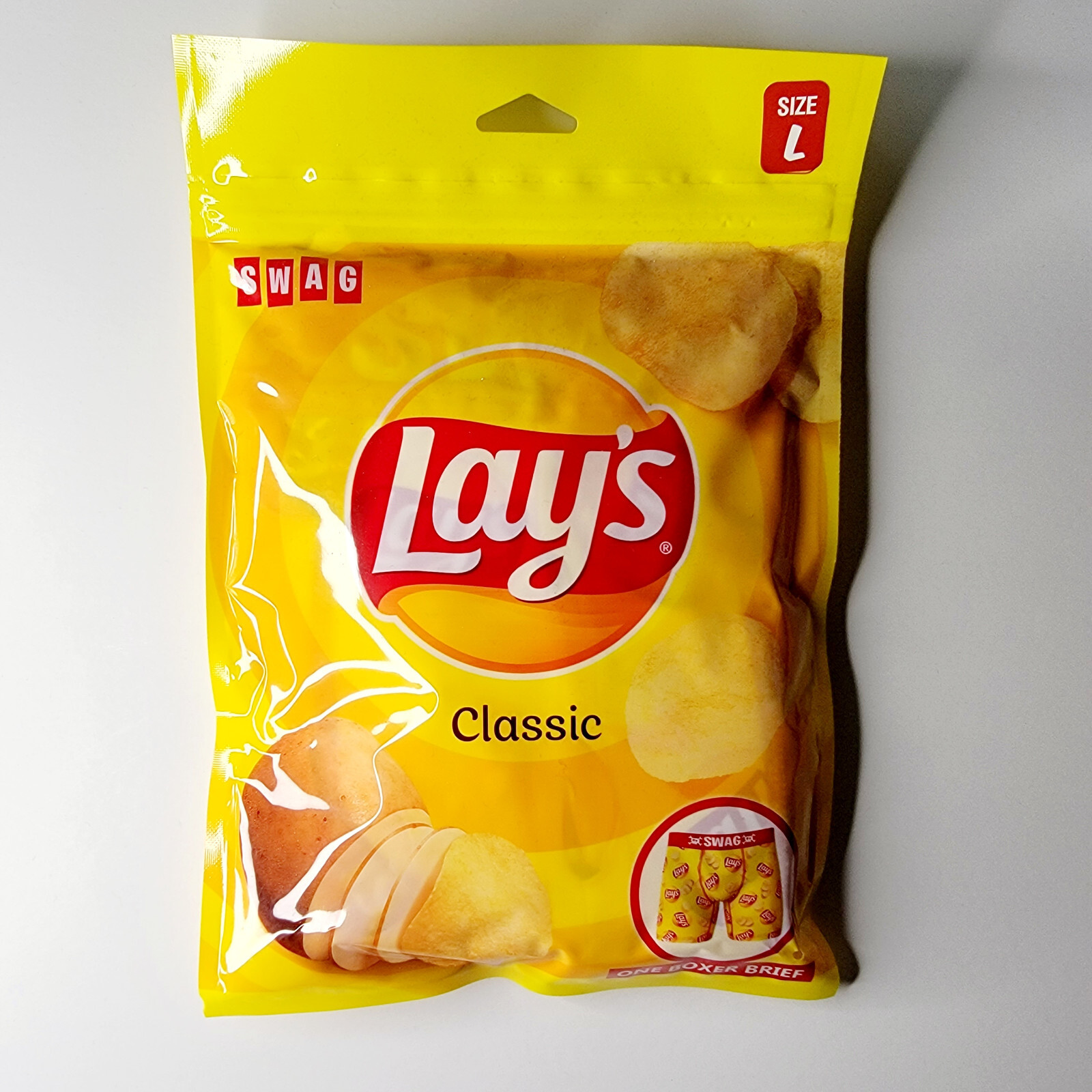 Ropa Interior LAYS HOMBRES GRANDE AMARILLO ROJO BOTÍN PATATA CHIP Calzoncillos Boxer Divertidos Nuevos con Etiquetas